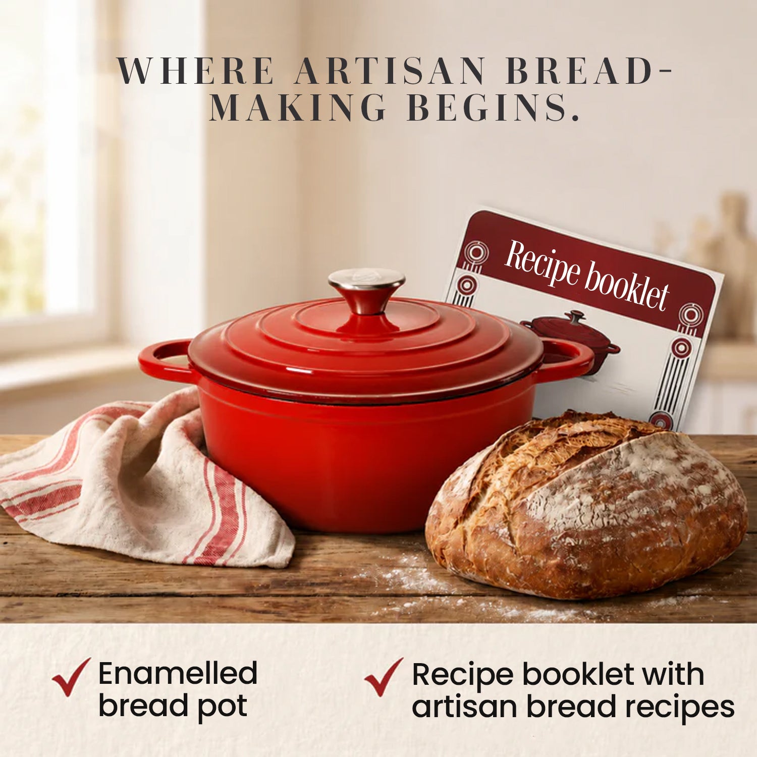 Enamelled Cast Iron Bread Pot — Bake Crusty Bread at Home Every Time